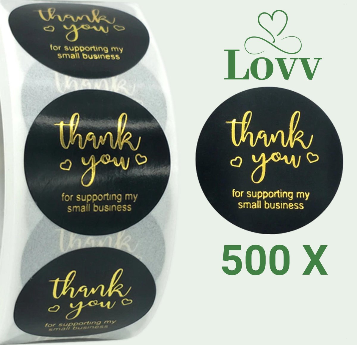 Stickers-Thank You For Supporting My Small Business- Sluitstickers-500 stuks Stickers op rol