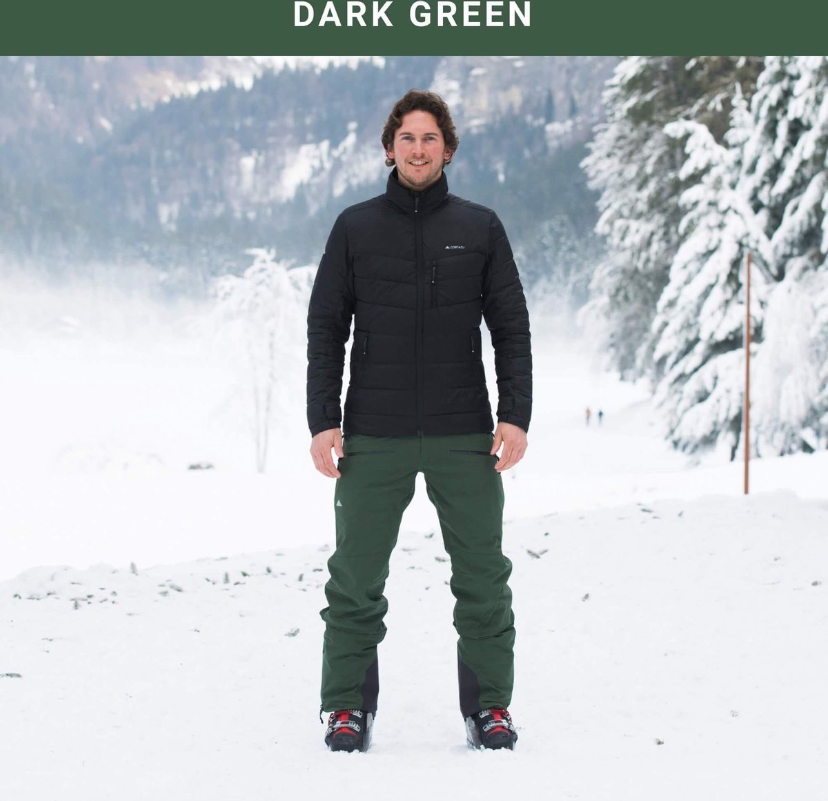 Cortazu Mountain Shell Broek Donker Groen | Heren warme outdoor wintersport broek waterdicht & winddicht.