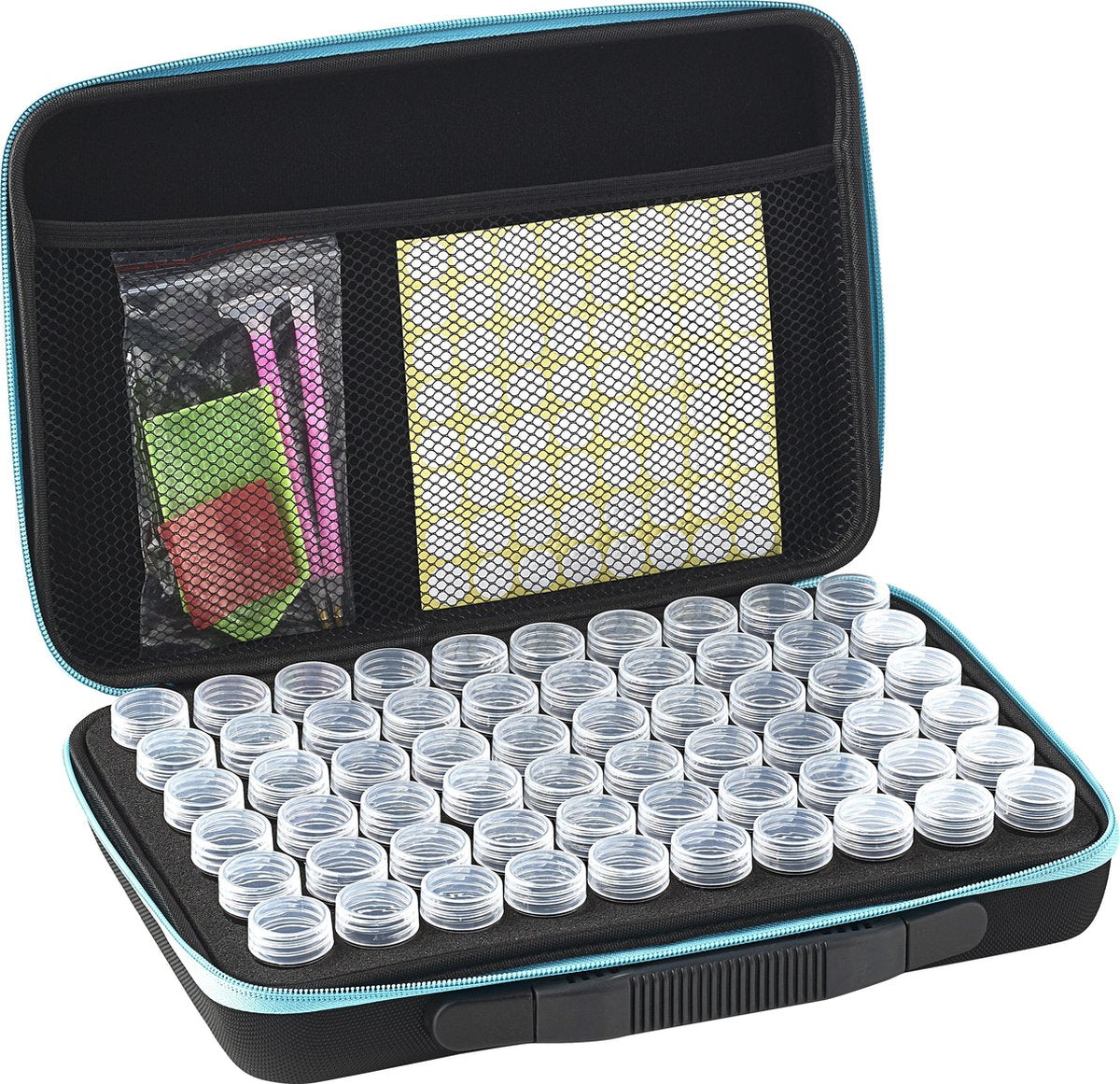 Diamond Painting Opbergdoos - Sorteerkoffer - 60 Potjes - Incl. Toolkit - Blauw