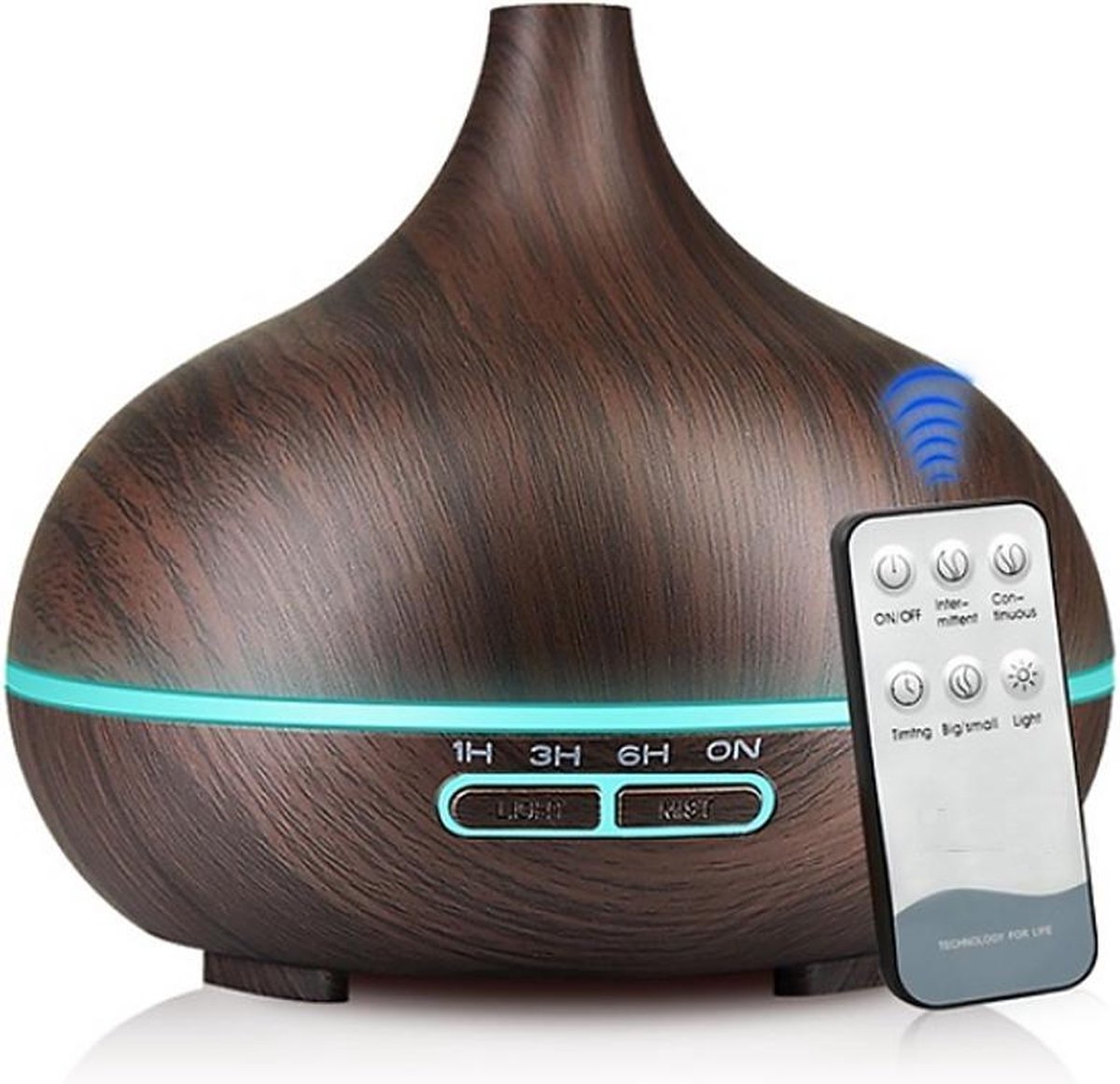 Aroma Diffuser 550ML met Afstandsbediening - Luchtbevochtiger – Verdamper – Aromatherapie - Geurverspreider - Donkerbruin
