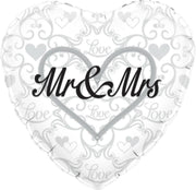Folieballon - Huwelijk - Mr & Mrs - 45cm - Zonder vulling