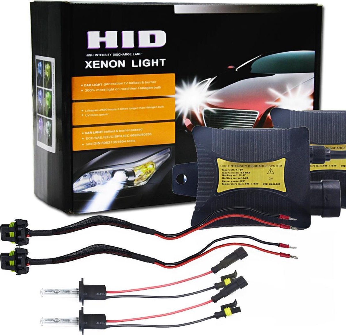55W H7 6000K HID Xenon Light Conversion Kit met Slim Ballast High Intensity Discharge Lamp