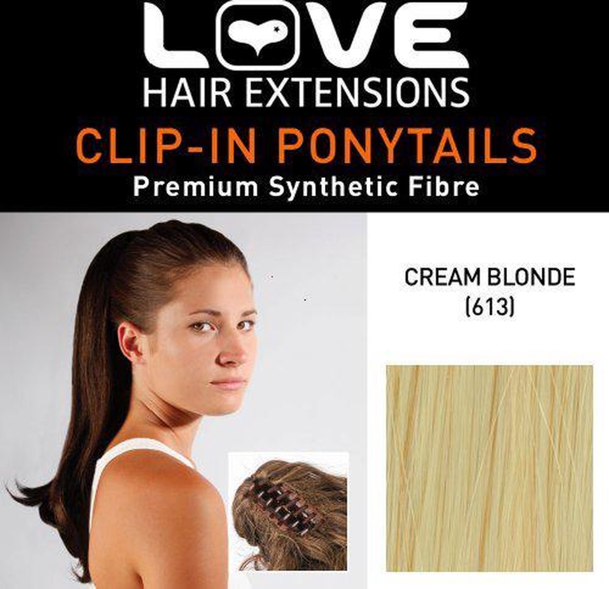 Love Hair Extensions LHE / N / INDIA / CC / 613 - Fiber India - Pinza a coccodrillo - Coda di cavallo