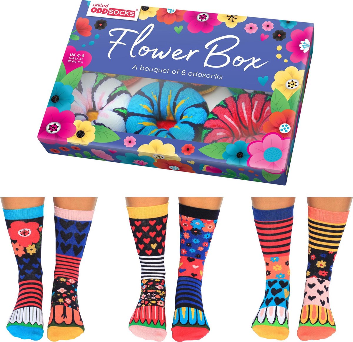 United Odd Socks 6 Dames Sokken Flower Box
