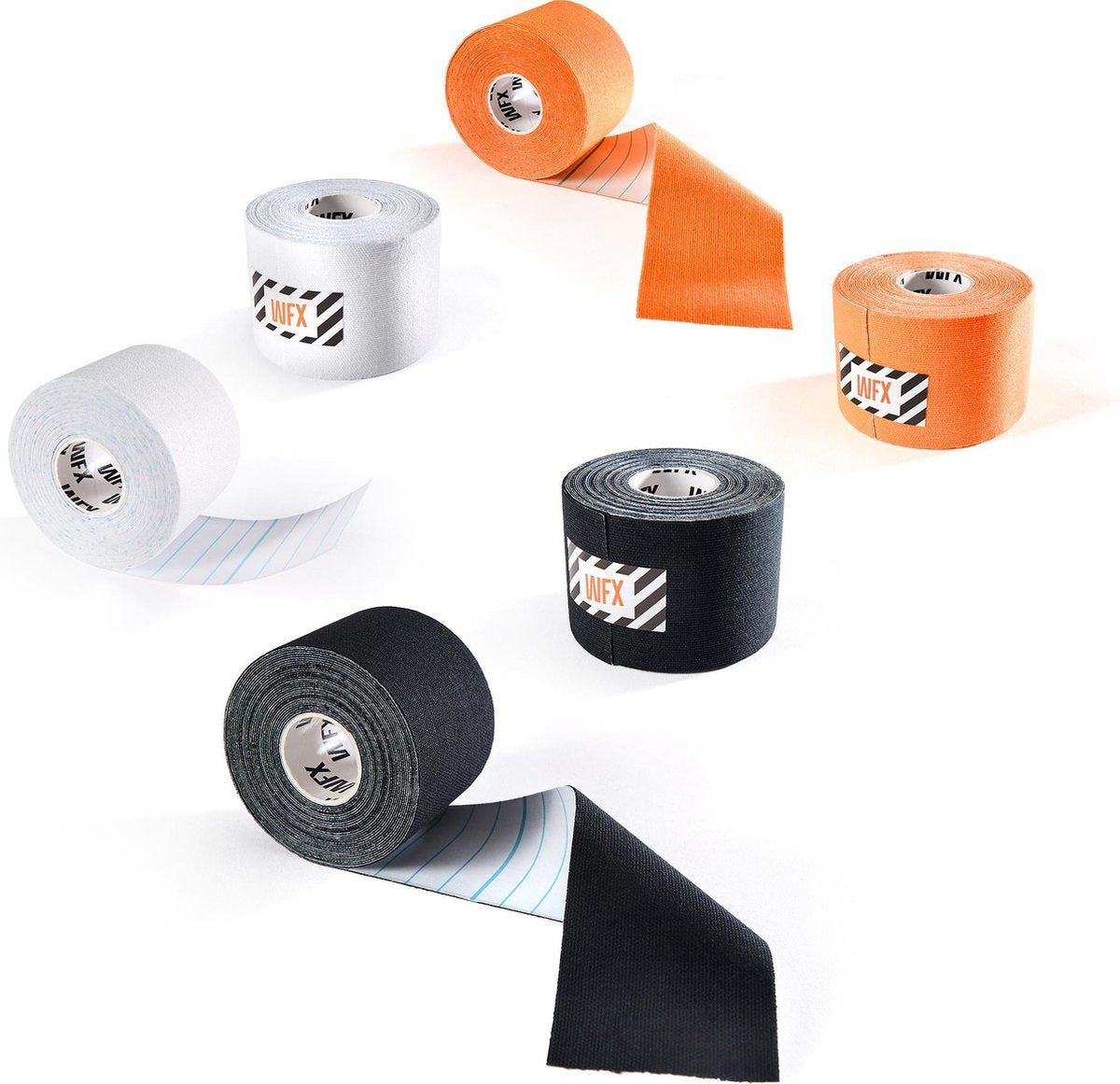6x PREMIUM Kinesiologie Tape - Sporttape - 100% geweven katoen / waterbestendig - rollengte 5m