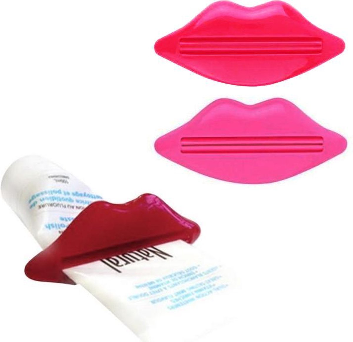 Doodadeals® | Tube Uitknijper | Tandpasta Knijper | Tube Knijper | Tube Squeezer | Tandpasta Leegmaker | Lipvorm | Rood en Roze | Set van 2