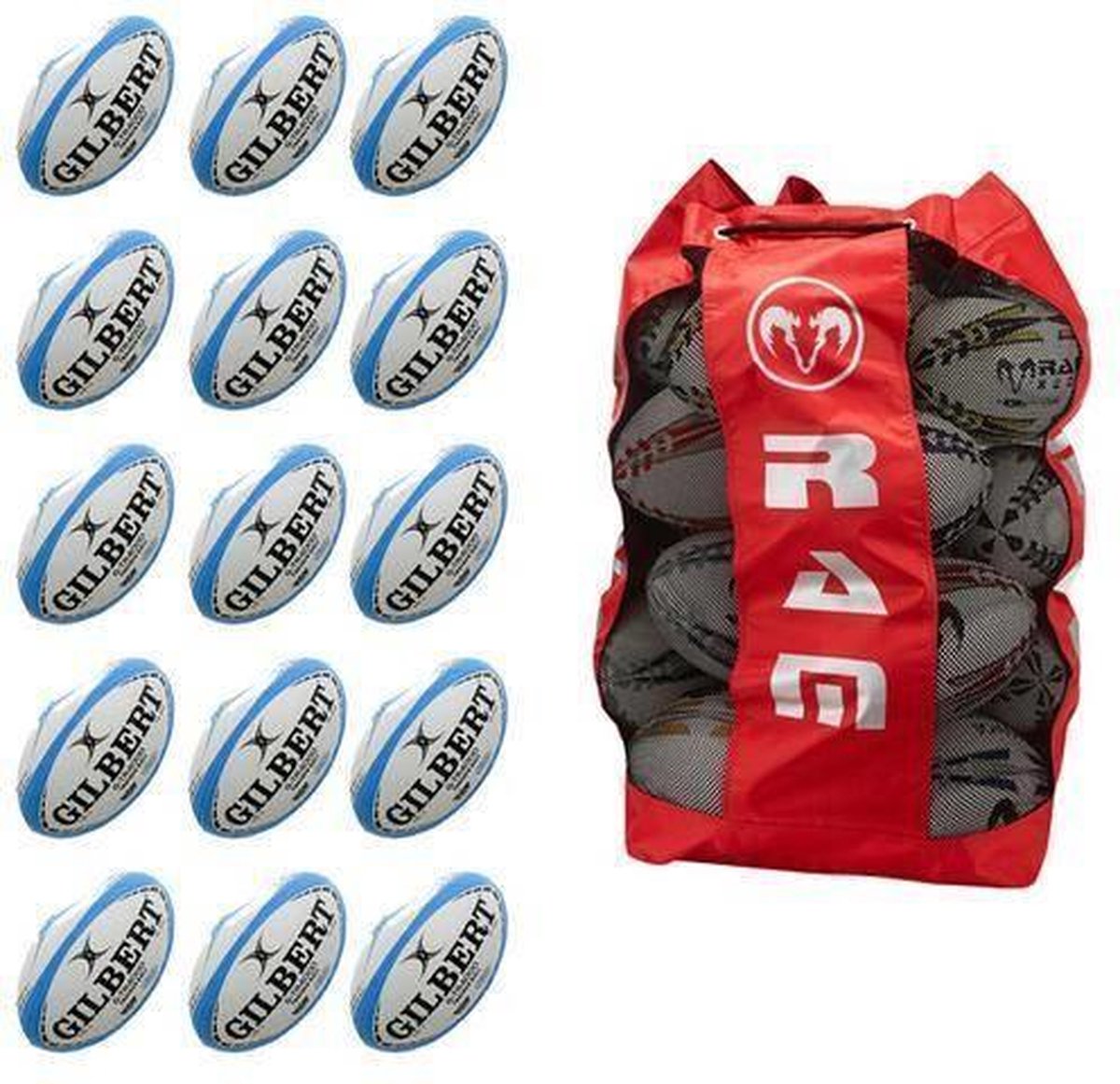 G-TR4000 rugbybal bundel - Met tas Rood Maat 4
