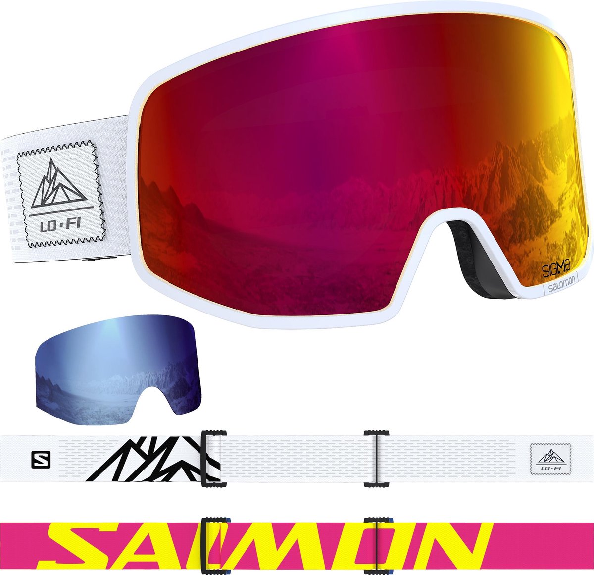 Salomon Lo Fi Sigma Sneeuwbril - Verbeterde Diepteperceptie - Fit&Comfort -Black & White/Poppy Red