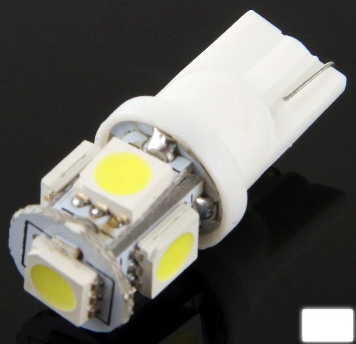 T10 5 LED Super White voertuigautosignaallamp (paar) (wit)
