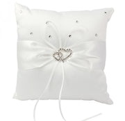 Ringenkussen groot- 20x20 cm- wit- strass- hartje- Charme Bijoux