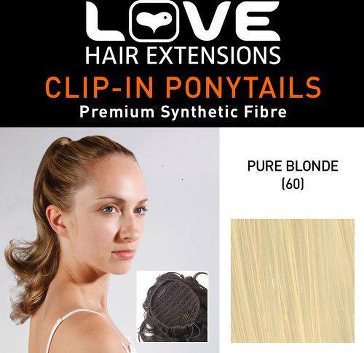 Love Hair Extensions Percilla Coulisse Capelli sintetici Coda di cavallo Colore 60 Biondo puro da 16 pollici