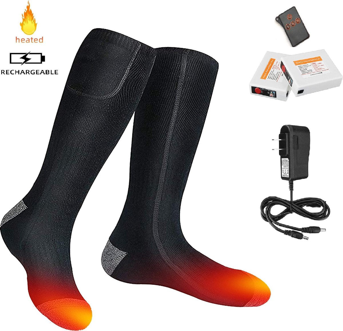 Verwarmde Sokken - Inclusief Afstandsbediening En Oplaadbare accu - One Size Fits All - Elektronische Sokken – Elektrische sokken - Verwarmde sokken met batterij – 3 warmte standen – Unisex - Bloedsomloop Verbeteren – Skiën – Wandelen - Koude Voeten
