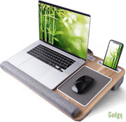Gadgy Laptoptafel met Kussen – 55 x 36 x 8.5 cm - Bamboe look - Laptopstandaard voor laptop t/m 17 inch - Bedtafel