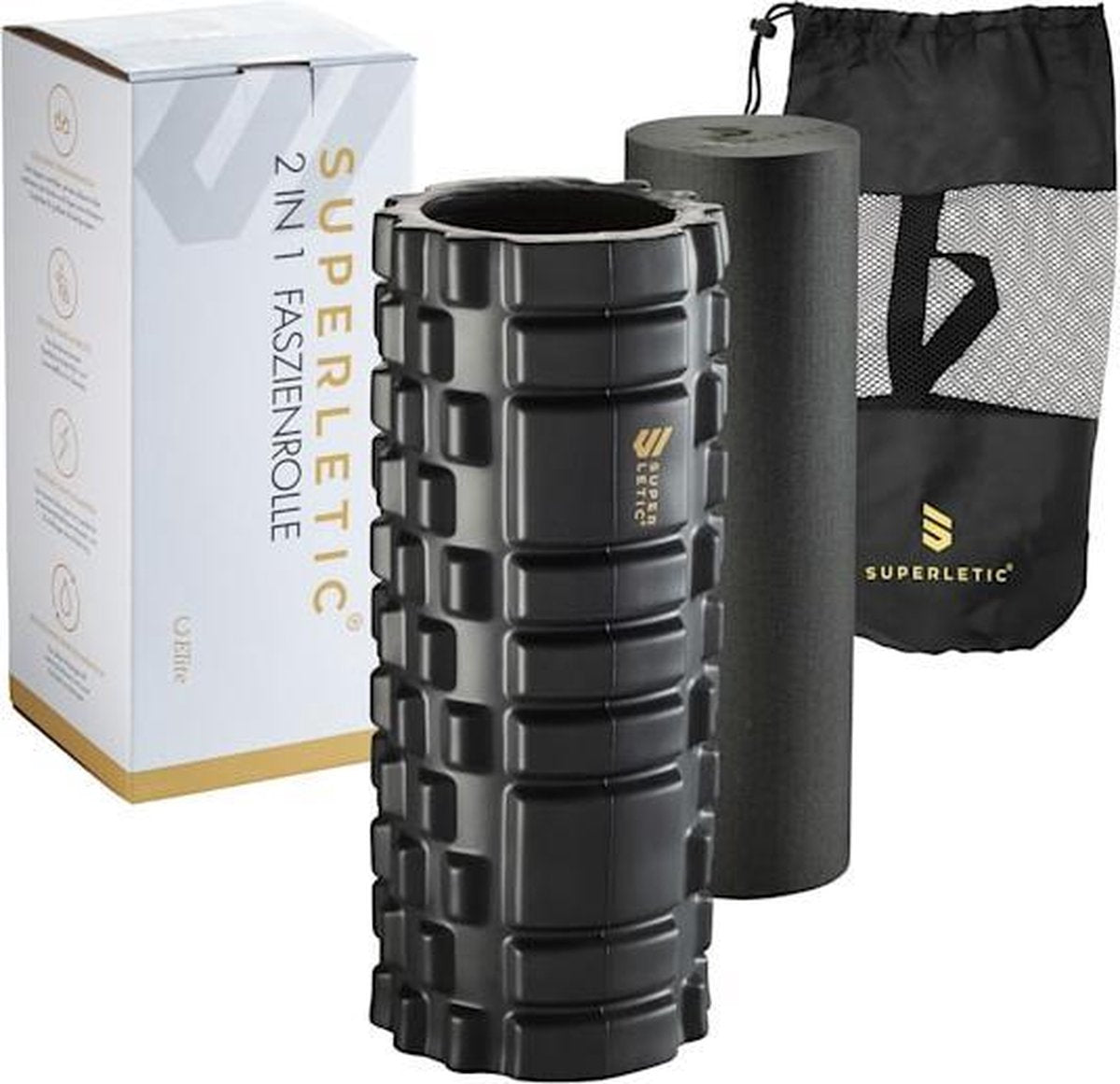CAPITAL SPORTS Tomaj Foamroller - Fasciarol - Yoga - Fitness - zelfmassagerol - 33 x 14 x 14 cm - EVA-hardschuim - inkl. tas