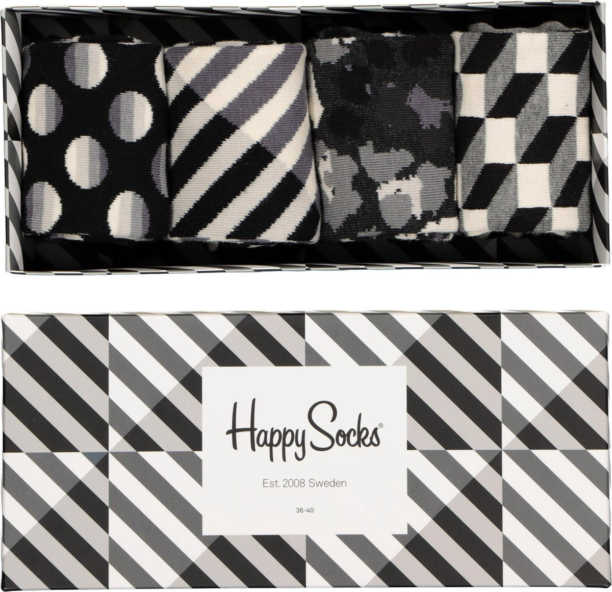 Happy Socks Seasonal Black & White Giftbox - Maat 36-40