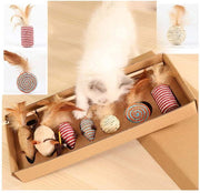 Melite Luxe Kattenspeeltjes Set - 7 Speeltjes met Veren - Interactieve Kattenhengel