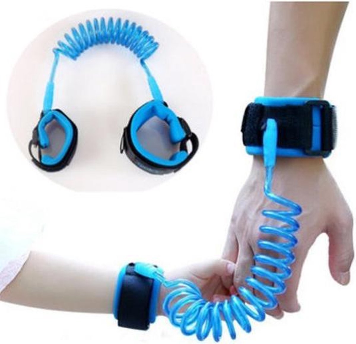 2 Meter Blauw Polsband Riem Kinderen - Anti wegloop kindertuigje - Flexibele en Elastische Looplijn Peuter - Polstuigje