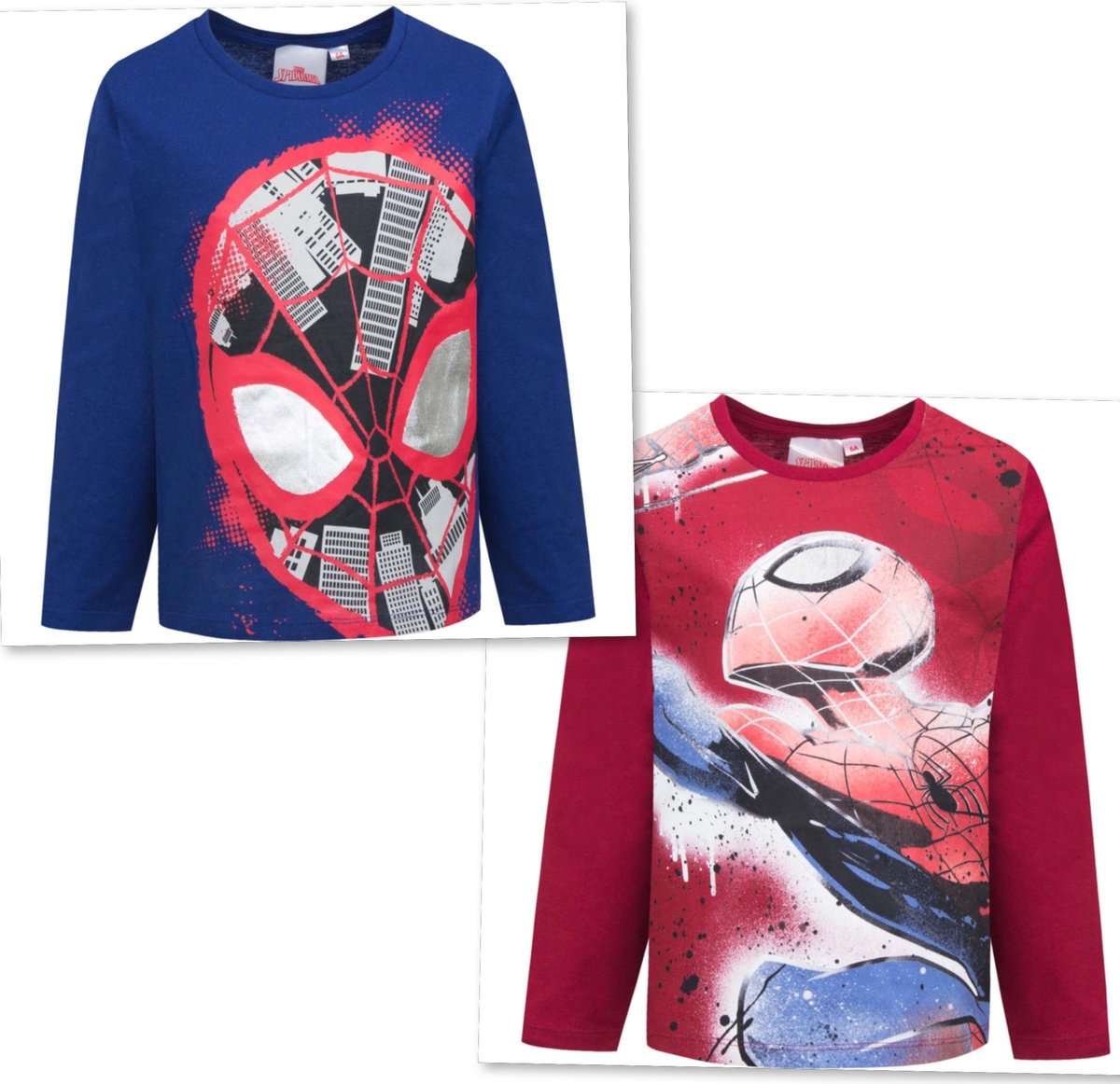 Marvel Spiderman longsleeve - set van 2 stuks - rood+blauw - maat 92/98 (3 jaar)