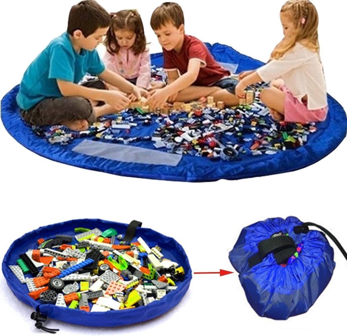 Speelkleed en opbergzak 2 in 1 - Opruimmat - Speelmat opbergtas - Speelgoedmat -Speelgoed zak -Blauw