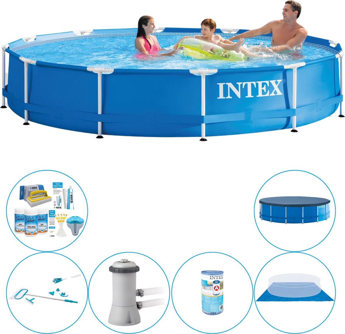 Intex Metal Frame Pool Zwembad - 366 x 76 cm - Totaal pakket