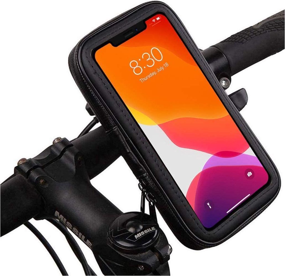 Smartphone houder fiets motorfiets universele waterdichte koffer voor telefoons tot 6.5 "onverwoestbare grip met extra bevestiging aan het stuur gsm-houder