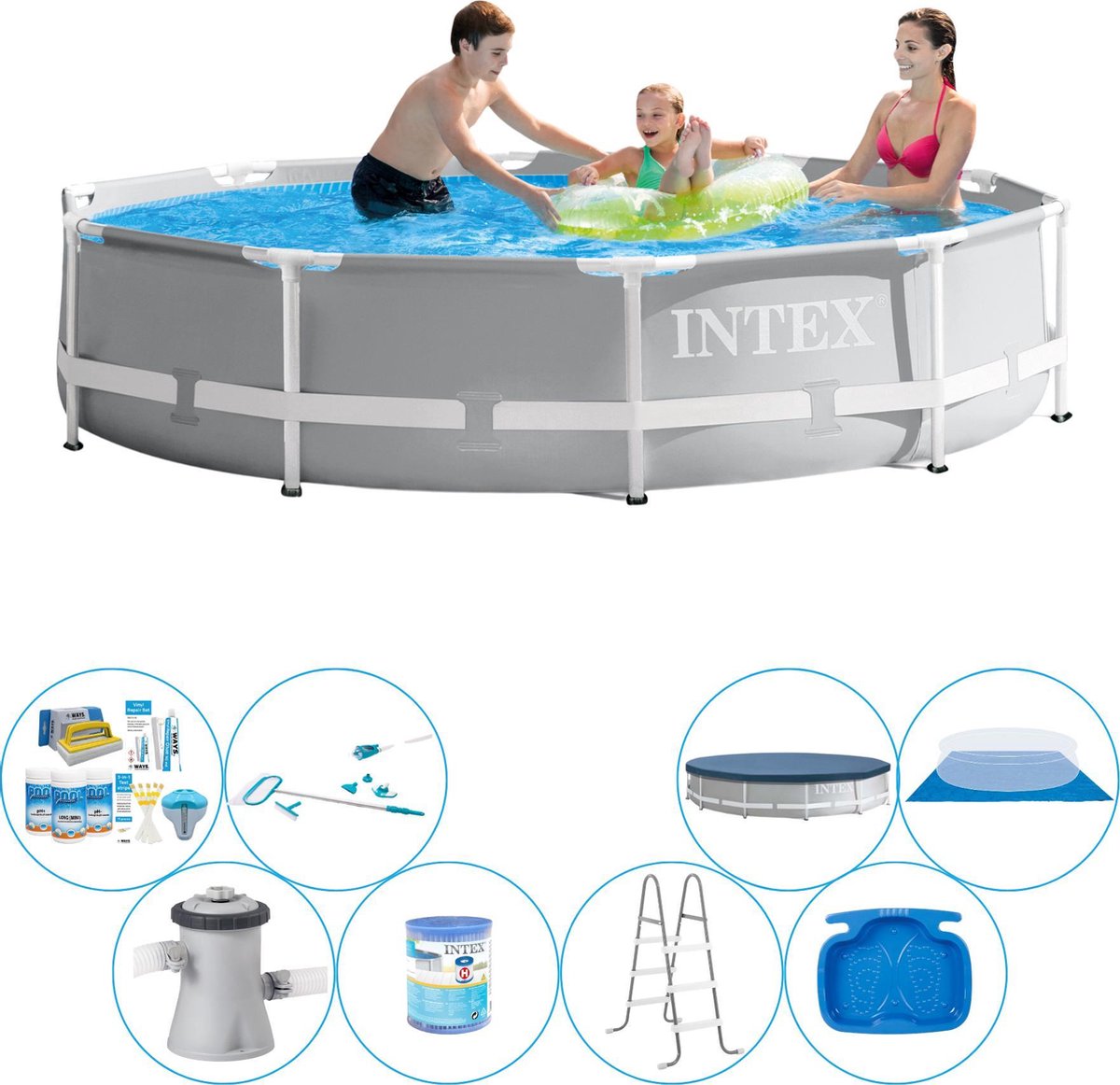 Alles in 1 Zwembad Pakket - Intex Prism Frame Rond 305x76 cm
