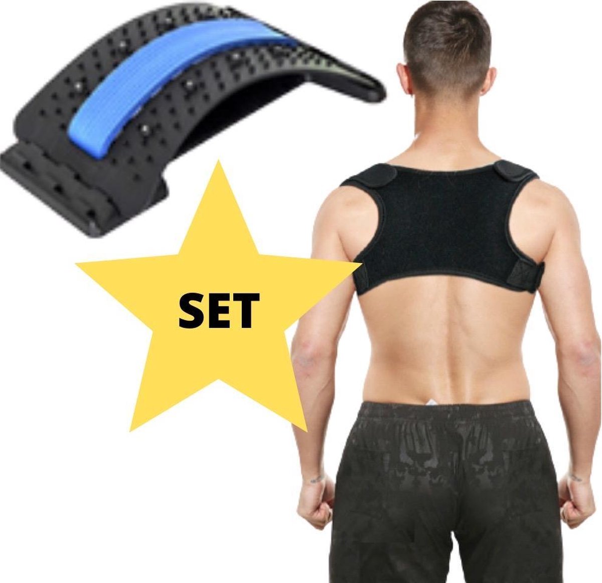 Premium Backstretcher - Rugband - Rugbrace - Posture Corrector - Back Support - Combinatieset 2 in 1- Verstelbaar - Unisex