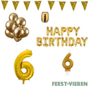 6 jaar Verjaardag Versiering Pakket Goud