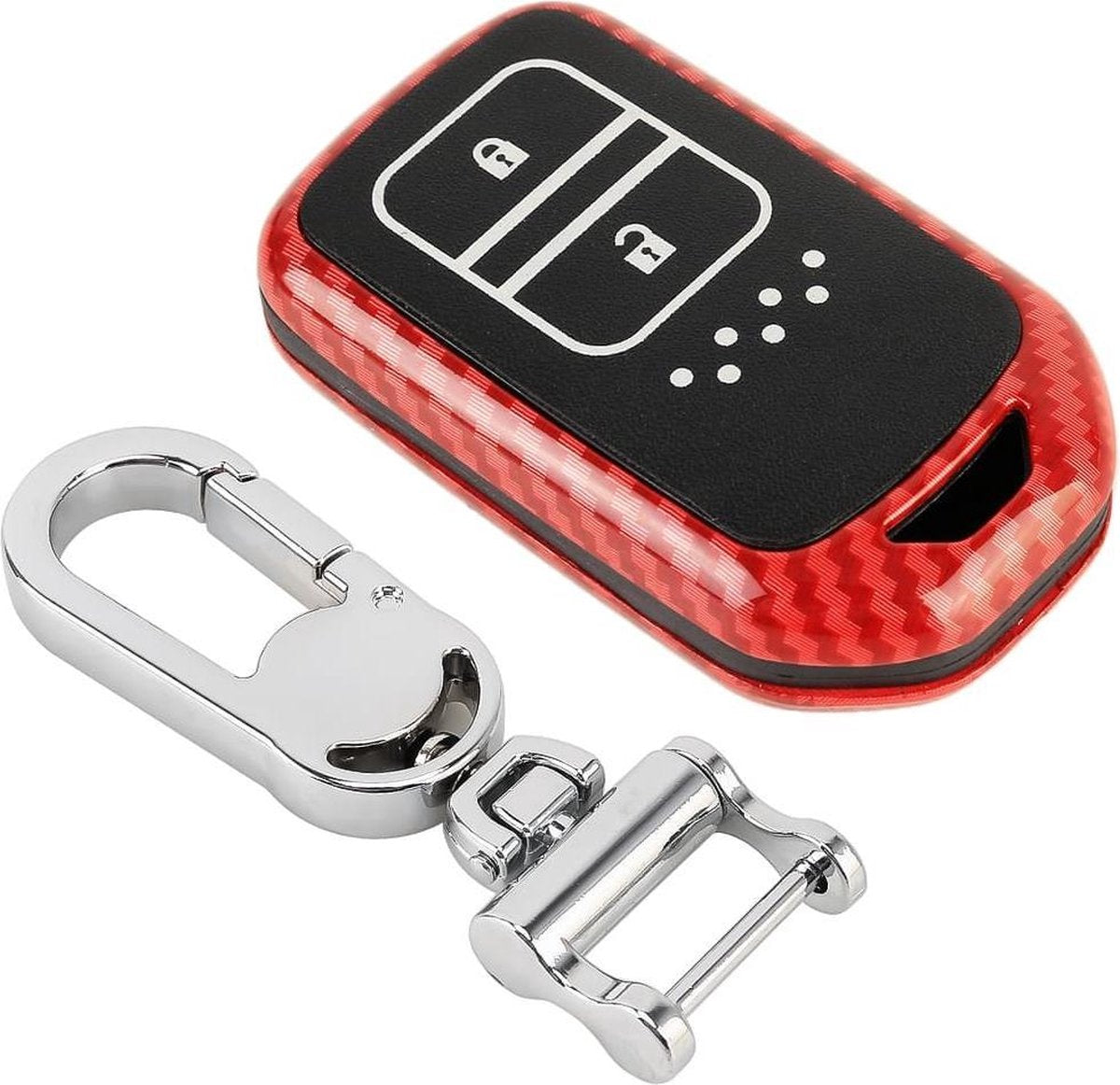 Koolstofvezel textuur autosleutel beschermhoes voor Honda Smart 2-knops (rood)