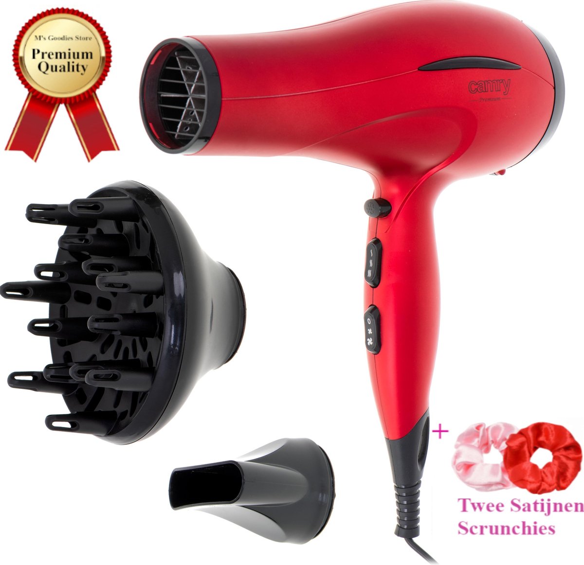 Professionele Fohn met Diffuser – incl. 2 Scrunchies – Premium Haardroger 2400W