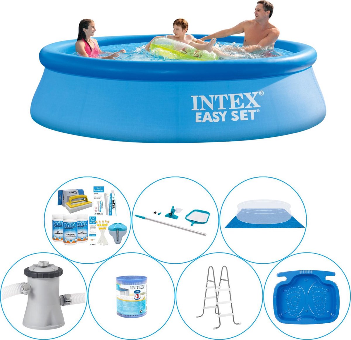 Alles in 1 Zwembad Pakket - 8-delig - Intex Easy Set Rond 305x76 cm