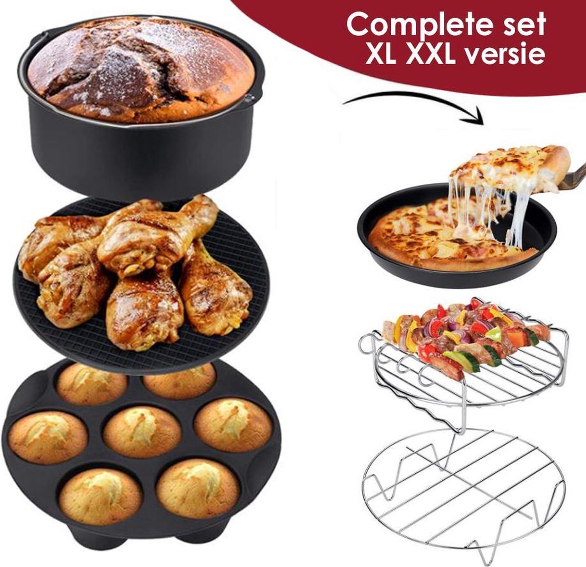 Heteluchtfriteuse XL accessoireset - Heteluchtfriteuse accessoires geschikt voor Philips