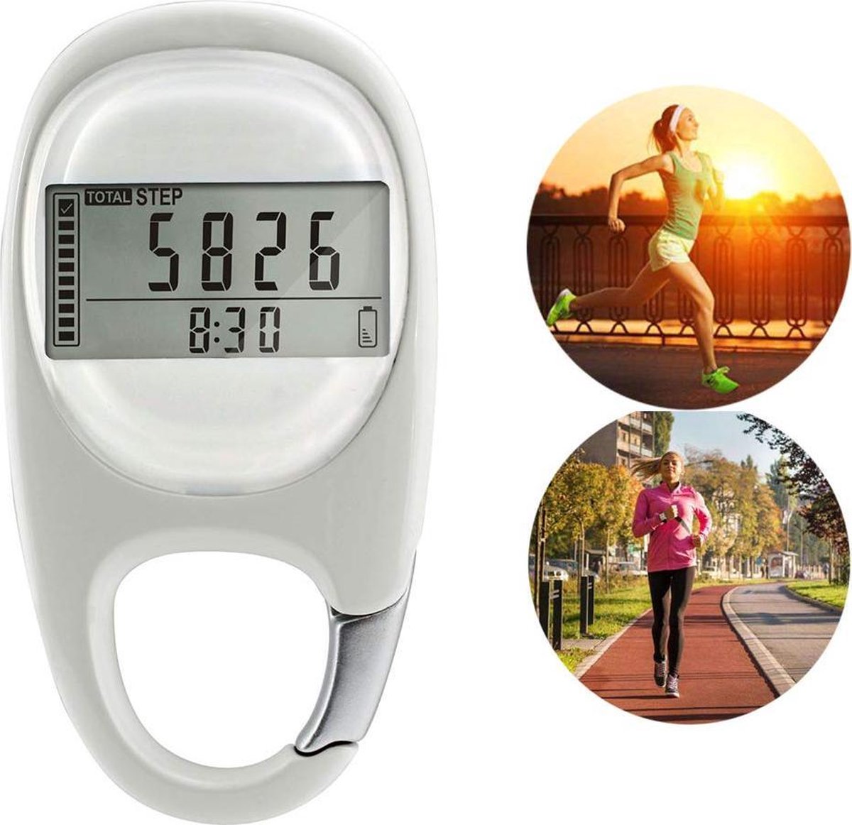3D Pedometer Fitness Activiteit Tracker Digitaal Zak Grootte Stappenteller