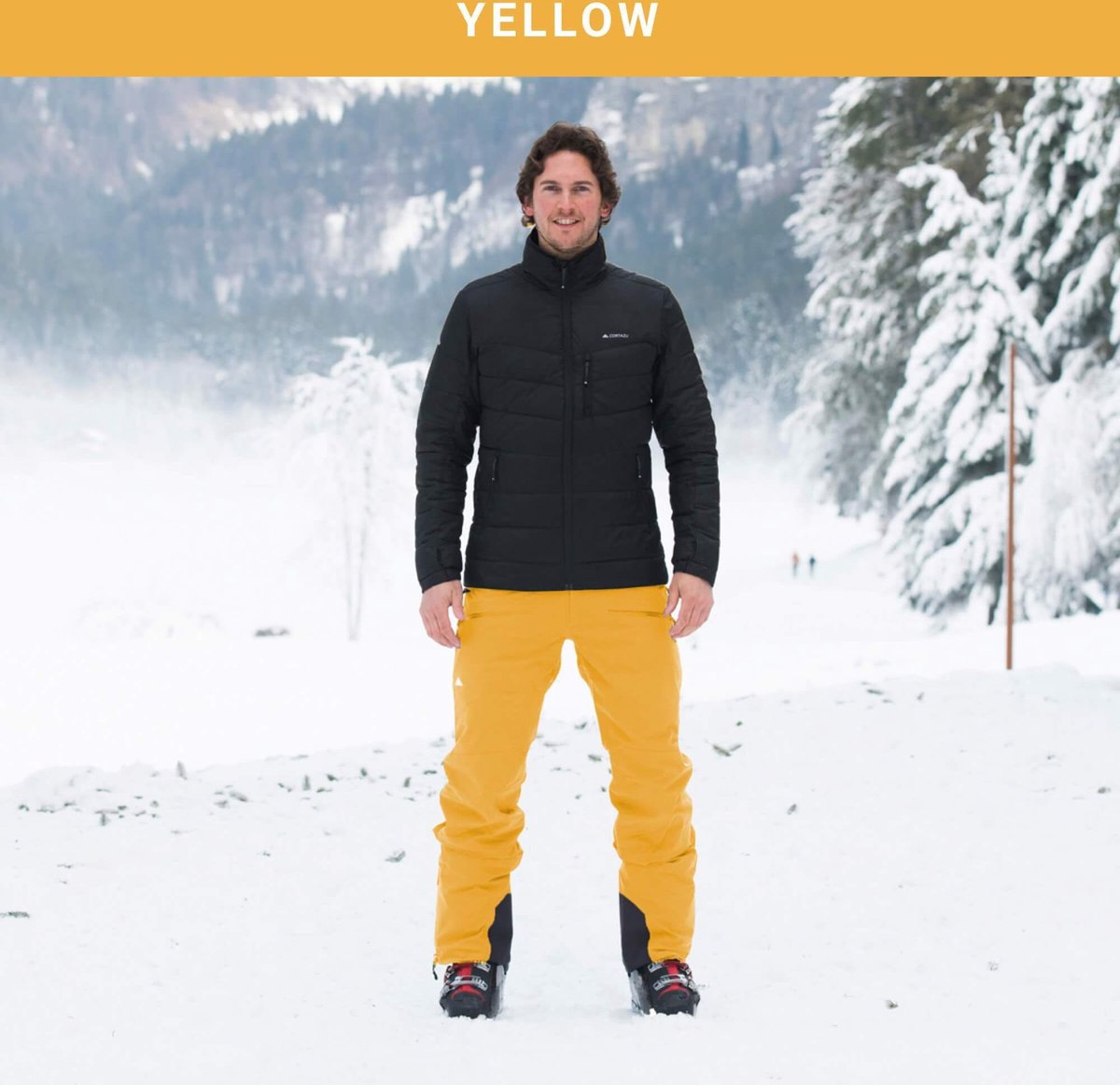 Cortazu Mountain Shell Broek Geel | Heren warme outdoor wintersport broek waterdicht & winddicht.