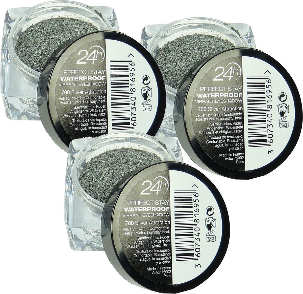 Astor 24h Perfect Stay 700 Silver Attraction -  Waterdicht Oogschaduw - Make-up - 3 Stück