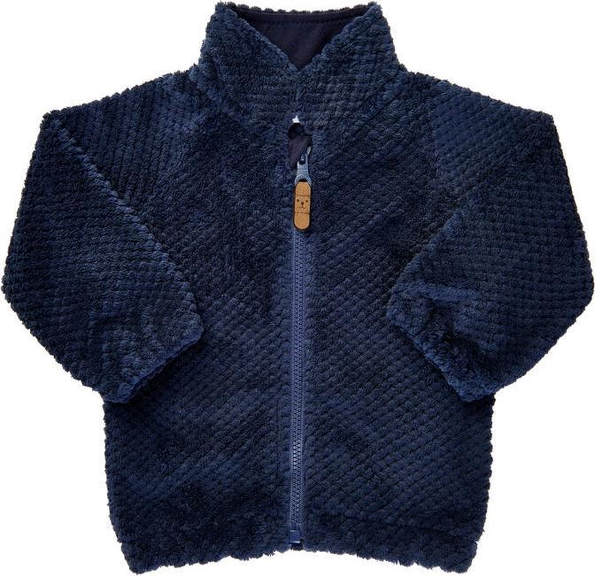 Minymo - baby teddy vest - effen blauw - Maat 68