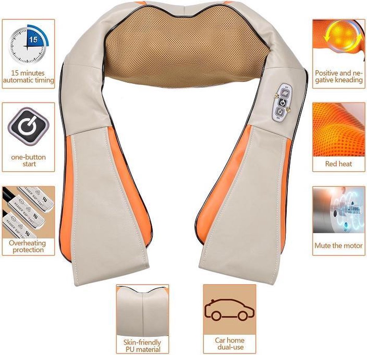 Cenocco CC-9042 Beauty Massagekussen - Beige / Oranje