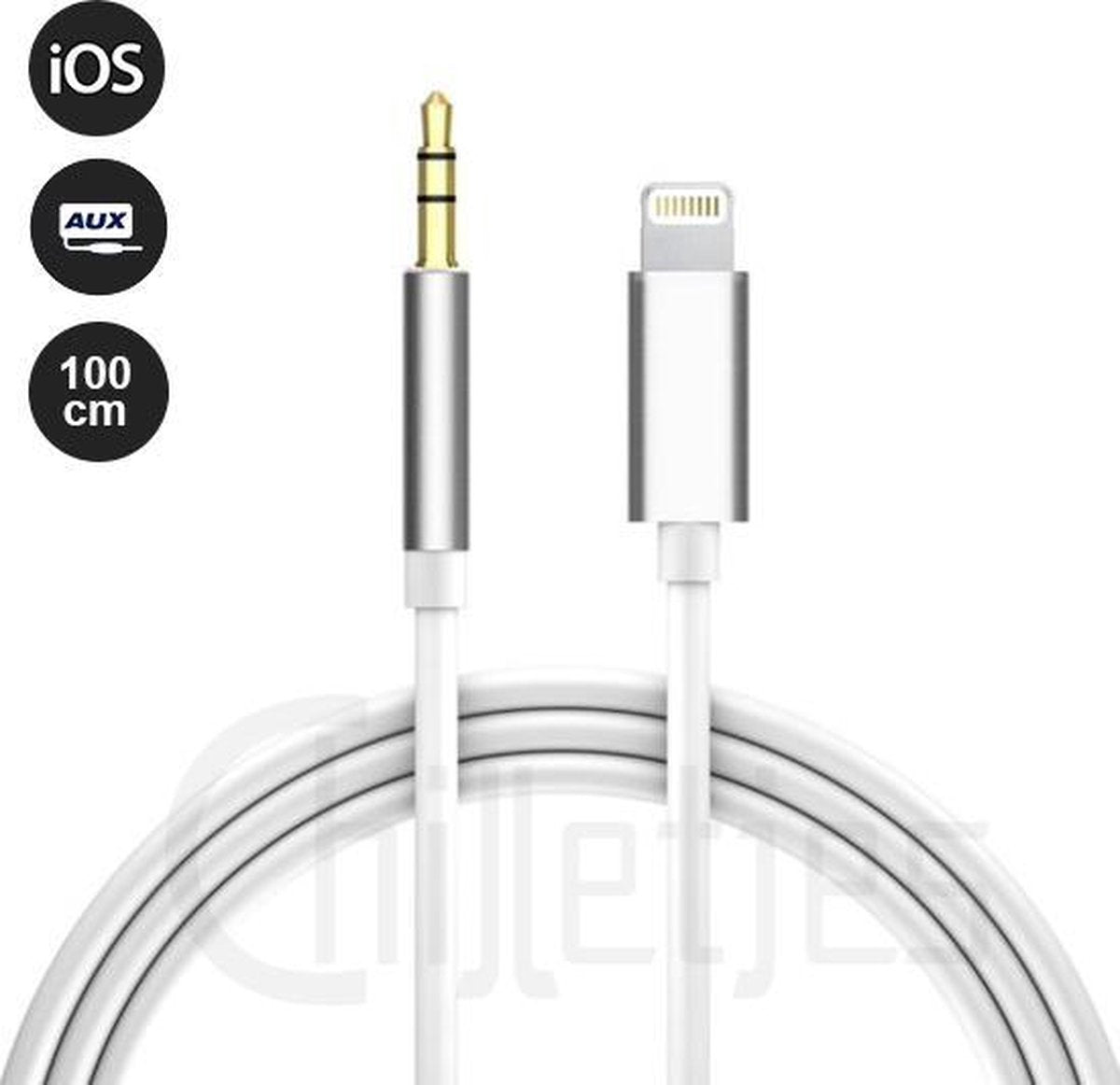Aux Kabel Auto iPhone - Iphone Aux-kabel auto - iPhone Lightning 3.5 mm - Jack audio aansluiting - (Wit)