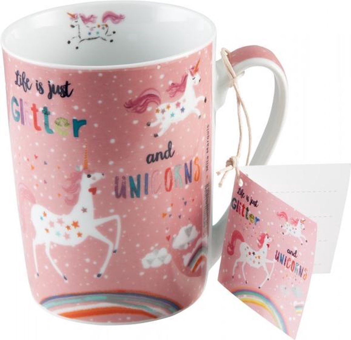 PFIFF Beker/mok 'Glitter&Unicorns' one size roze