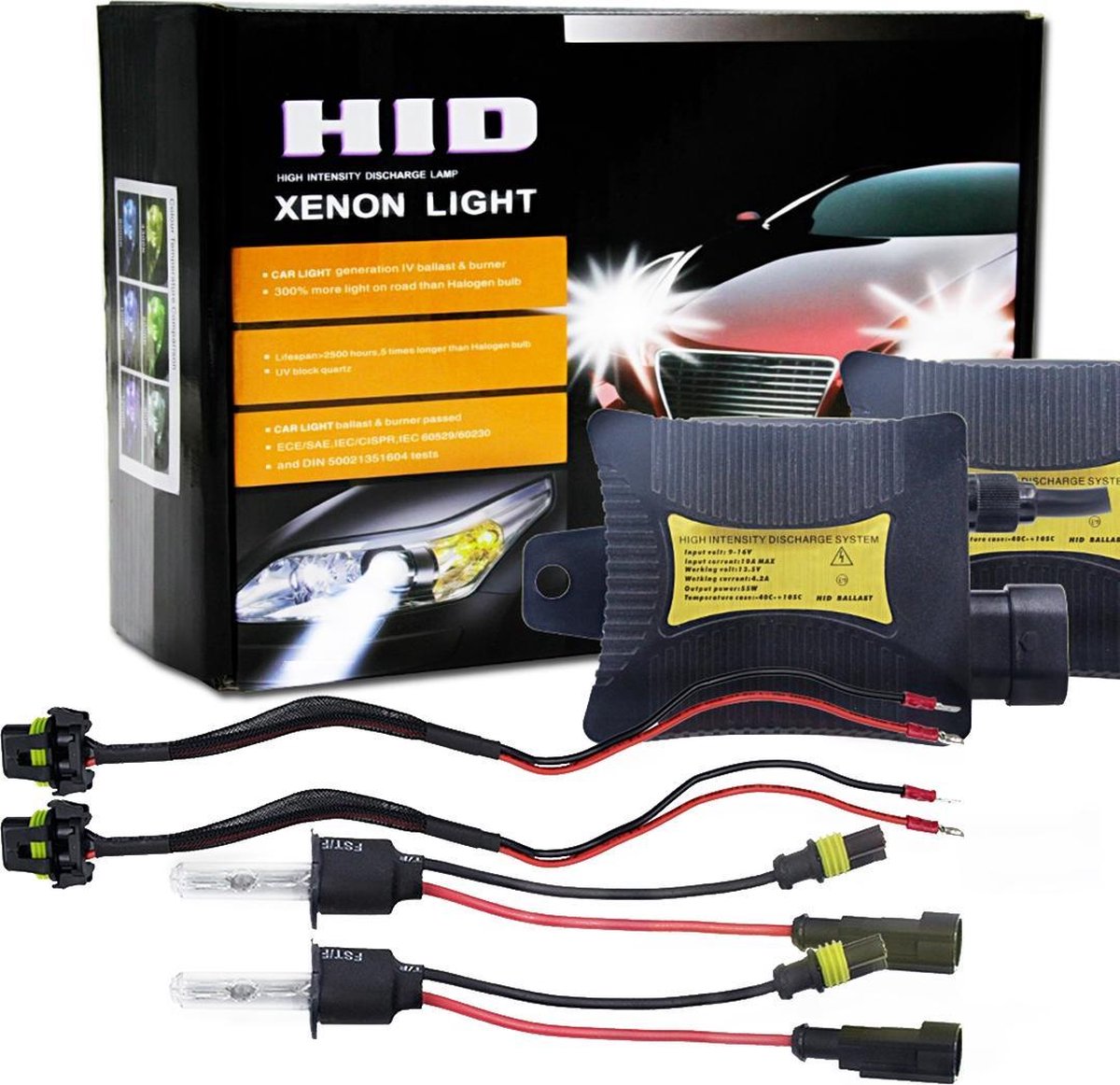 55W H3 6000K 3200LM HID Xenon lichtconversiekit met hoge intensiteitafgifte slanke ballast