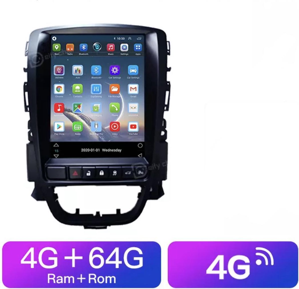 Opel Astra J 2010-2015 Android 9.0 Navigatie en multimediasysteem Bluetooth USB WiFi 8core 4+64GB 4G
