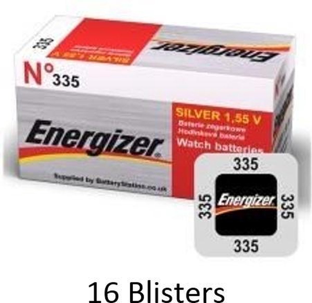 16 stuks (16 blisters a 1 stuk) Energizer Zilver Oxide Knoopcel 335 LD 1.55V
