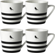 Dutch Rose Loft Zwart-Wit Mok Grafische Streep 31 cl- set van 2