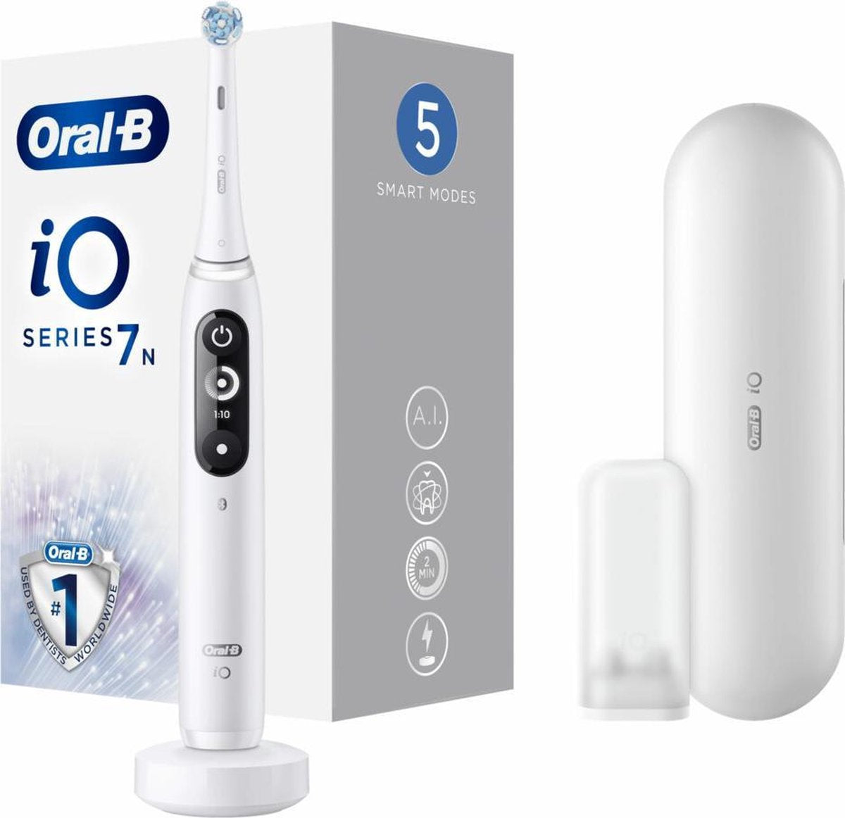 Oral-B iO 7n - Elektrische Tandenborstel met revolutionaire magnetische technologie Powered By Braun - Wit