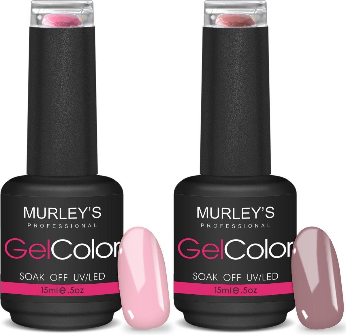 MURLEY's  Gel Nagellak Set - 2-delig - Gelnagels - Acryl Gellak - Nagelset voor UV of LED Lamp - Tot 3 Weken Perfect Gelakte Nagels & 4-6 bij Tieners - Licht Rose & Bruin met Grijs Ondertoon