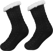 JAXY Huissokken - Huissokken Dames en Heren - Verwarmde sokken - Anti Slip Sokken - Fleece Sokken - Dikke Sokken - Fluffy Sokken - Slofsokken - Warme Sokken - Bedsokken - Gevoerde Sokken - Winter Sokken - Zwart