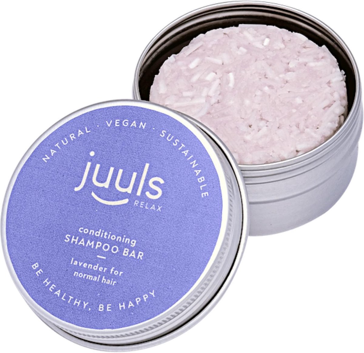 Juuls Vegan Care -  Shampoo Bar In Blik - Lavendel - Alle Haartypes - Zonder Sulfaten - Zonder Parabenen - Natuurlijk - Voor Meer Glans - Geen Conditioner Nodig - 75 gr - Tot Wel 80 Wasbeurten -  Halal - Plastic Vrij - Zero Waste - Gratis Verzenden