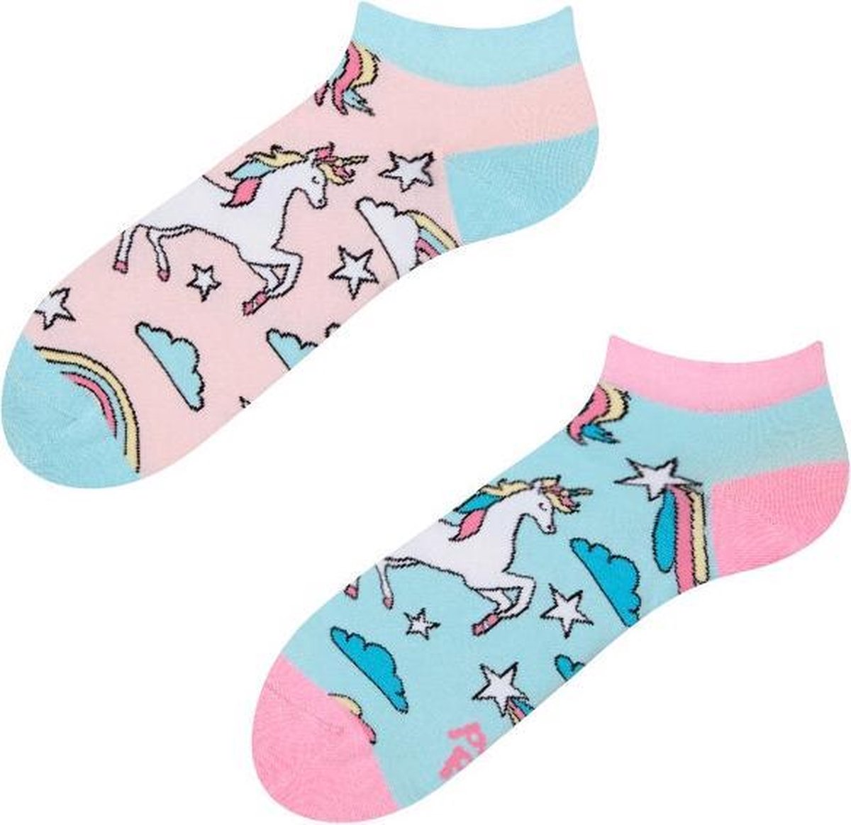 Good Mood Sneaker Sokken - Regenboog Unicorn - Maat 43-46
