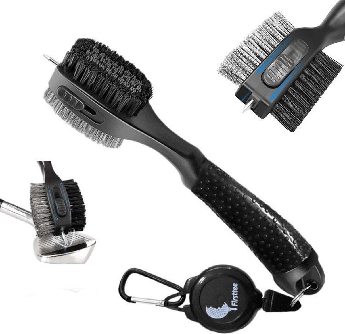 Firsttee - LUXE Schoonmaakborstel XXL - INCL. Ophangsysteem - Staal borstel - Schoonmaak Brush - Cleaner - Golf accessoires - Cadeau - Golfballen - Golftrainingsmateriaal - Sport - Training - Golfset - Trolley - Tees - Golftas - Trainingsmaterialen