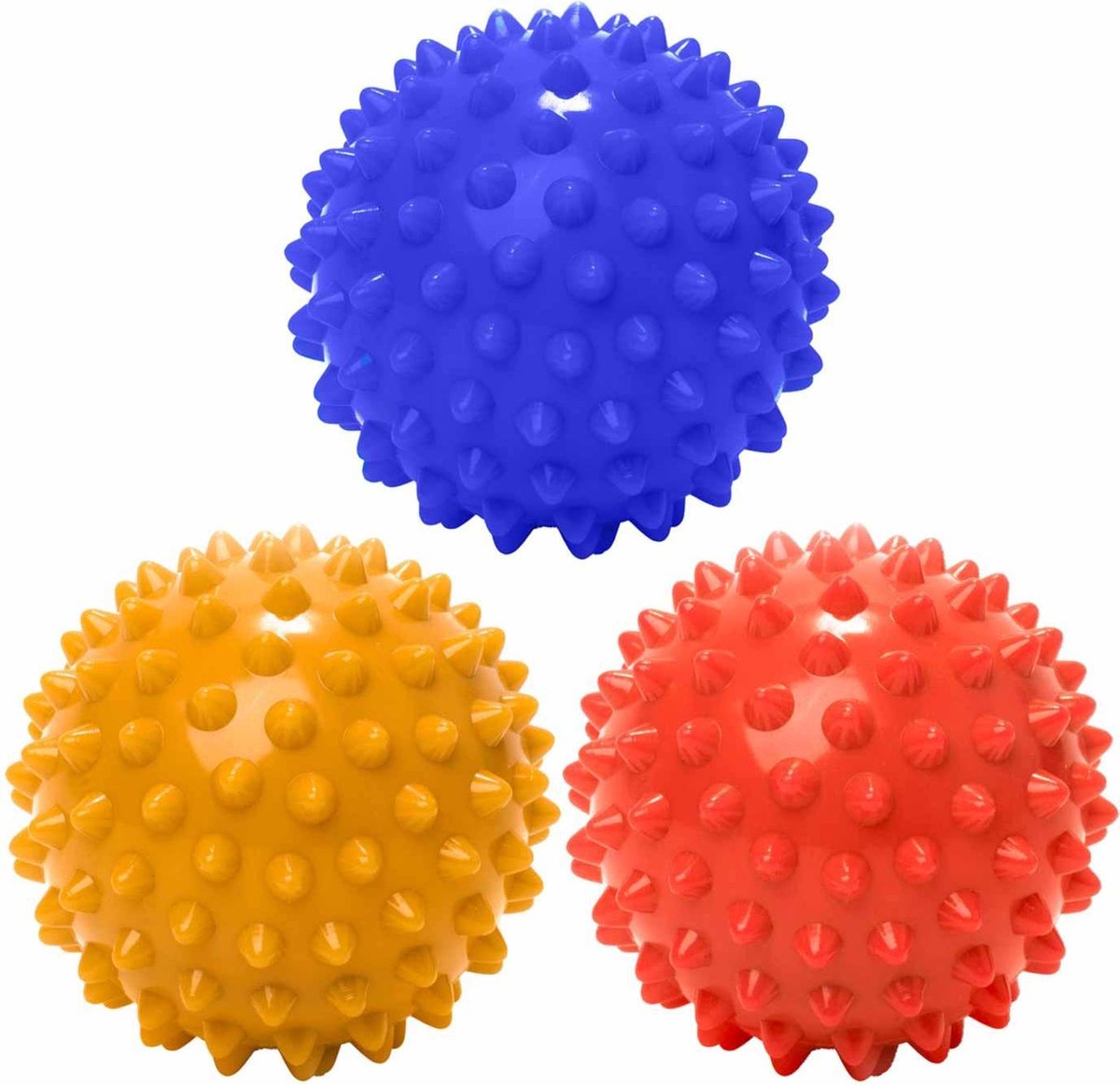 #DoYourFitness - 3 delige set massagebal - »Nica« - Lacrosse Bal / Fasciaball voor effectieve zelfmassage van triggerpoints - diameter 10cm - marineblauw/geel/rood